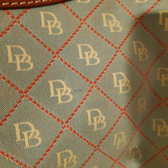 Dooney & Bourke leather and teal canvas watermelon hobo purse - Picture 10 of 10